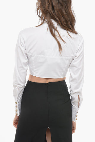 Camicia Cropped Fit con Bottoni Gioiello