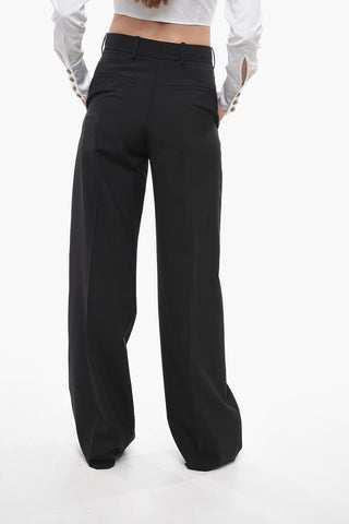 Pantaloni in Lana a Vita Alta