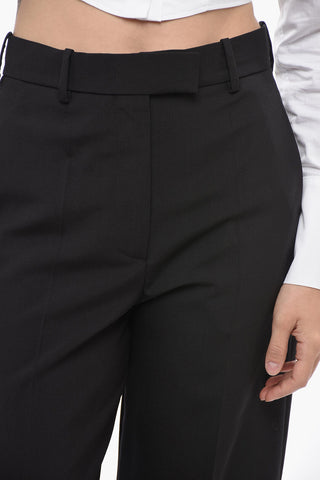 Pantaloni in Lana a Vita Alta