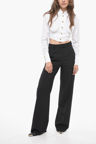Pantaloni in Lana a Vita Alta