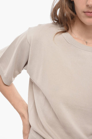 Shorts Sleeve Crew-Neck Sweater with Rib Hem