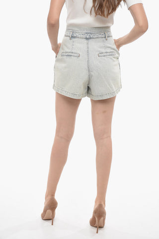 Single Pleat Denim Shorts