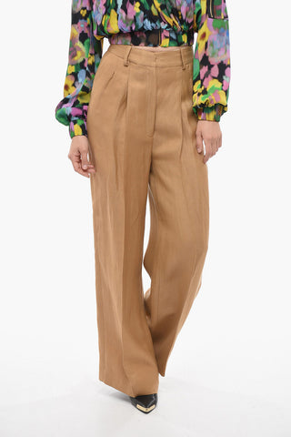 Flax Blend Palazzo Pants with Belt Loops
