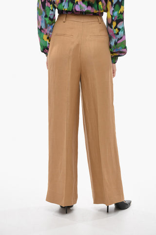 Flax Blend Palazzo Pants with Belt Loops