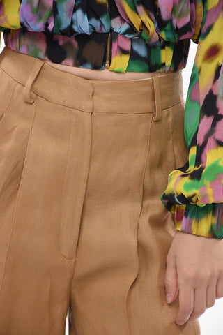 Flax Blend Palazzo Pants with Belt Loops