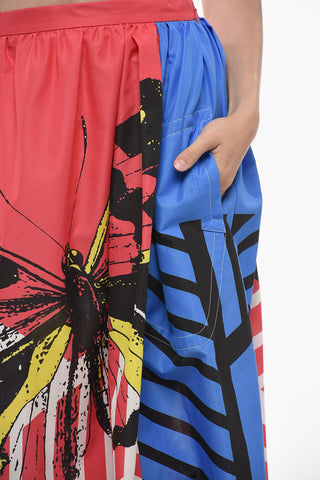 Cotton BUTTERFLY Flared Midi Skirt
