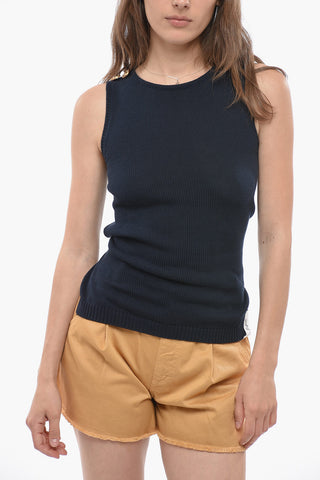Sleeveless ANGELIQUE Crew-Neck Sweater with Golden-Buttons