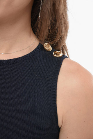 Sleeveless ANGELIQUE Crew-Neck Sweater with Golden-Buttons
