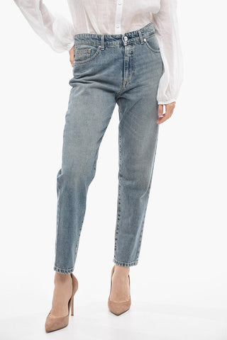 Stone Washed Effect LIVING THE DREAM Jeans with Silver Button 14,5cm
