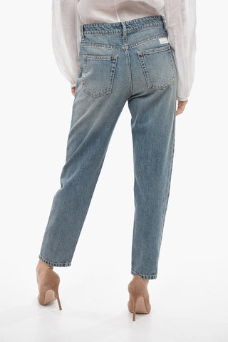 Stone Washed Effect LIVING THE DREAM Jeans with Silver Button 14,5cm