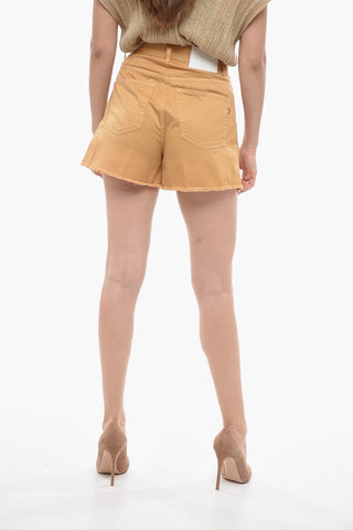 Single-Pleat CALLIE Shorts with Frayed Hem