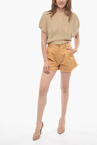Single-Pleat CALLIE Shorts with Frayed Hem