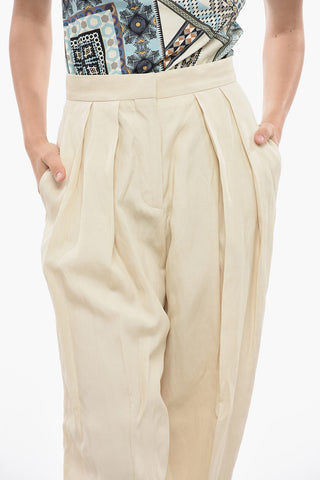 Pantaloni Palazzo in Misto Lino a 2 Pinces