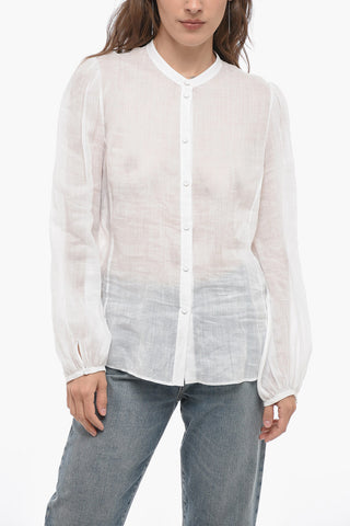 Camicia in Organza con Collo Coreano