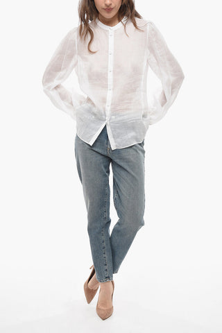 Camicia in Organza con Collo Coreano