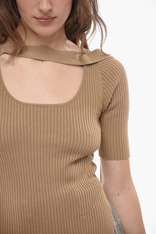 Ribbed Top with Cut-Out Detail