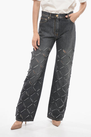 Perforated Cotton Stright Fit Denims 24cm