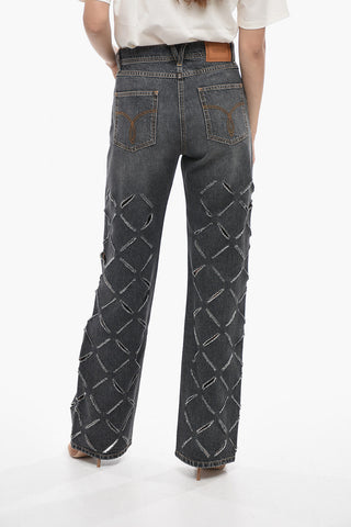 Perforated Cotton Stright Fit Denims 24cm
