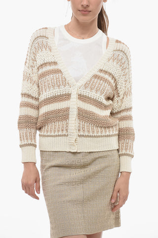 Cropped Cardigan with Lurex Details