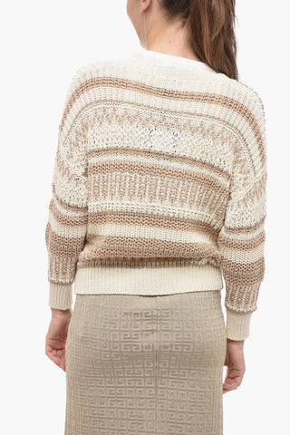 Cropped Cardigan with Lurex Details