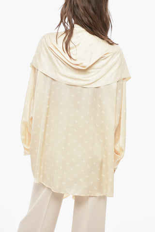 Camicia in Satin Jacquard con Dettaglio Tie Neck