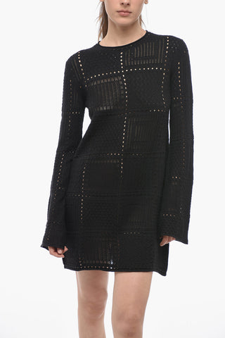 Cashmere Blend Minidress with Flared Sleeves