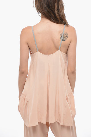 Silk Blend Chiffon Top with Jeweled Straps
