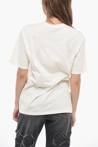 Crew Neck Cotton T-Shirt with Printed Logo