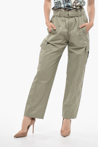 Cotton Blend Cargo Pants with Belt