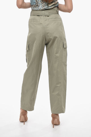Cotton Blend Cargo Pants with Belt