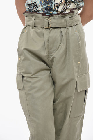Cotton Blend Cargo Pants with Belt