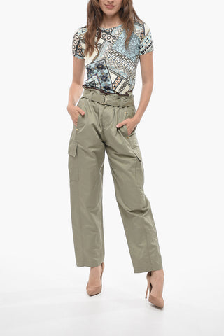 Cotton Blend Cargo Pants with Belt