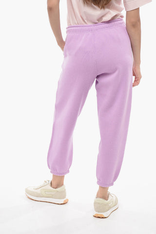 Solid Color Fleeced Cotton Blend Joggers