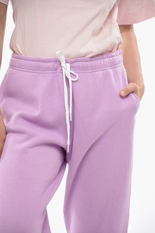 Solid Color Fleeced Cotton Blend Joggers