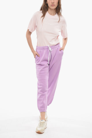Solid Color Fleeced Cotton Blend Joggers