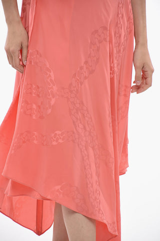 Jacquard Silk Blend Midi Skirt with Asymmetric Design
