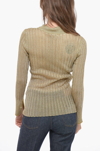 Lightweight Lurex Sweater with Polo Collar