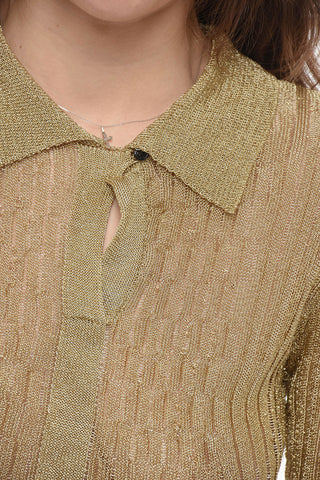 Maglia Leggera in Lurex con Collo a Polo