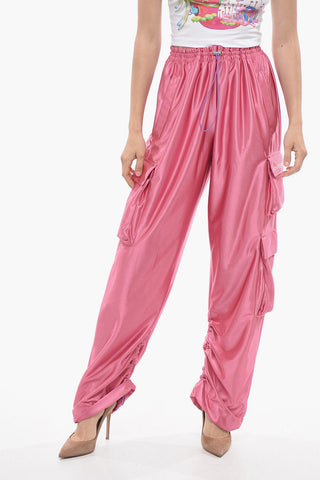 Acetate Cargo Pants with Elastic Waistband