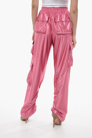 Acetate Cargo Pants with Elastic Waistband
