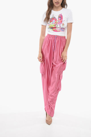 Acetate Cargo Pants with Elastic Waistband