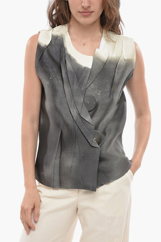 Silk Blend Top with Maxi Snap Buttons