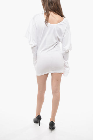 Solid Color Tee Dress with Asymmetrical Sleeve