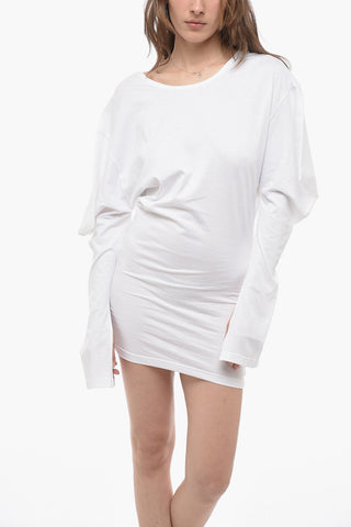 Solid Color Tee Dress with Asymmetrical Sleeve