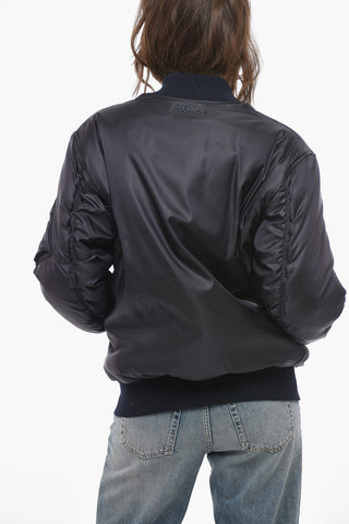 Padded Oversized Bomber Jacket with Front Zip
