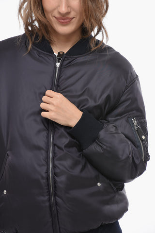 Padded Oversized Bomber Jacket with Front Zip