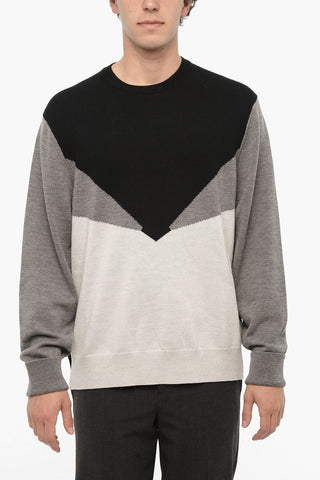 Crew Neck MODERNIST Sweater with Color Block Design