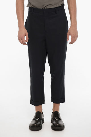 Cropped Fit Chinos Pants with Zipped Hem