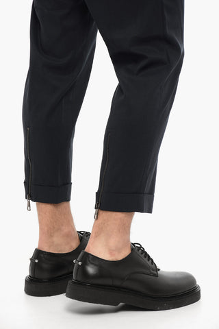 Cropped Fit Chinos Pants with Zipped Hem