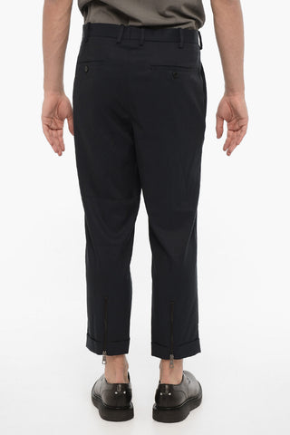 Cropped Fit Chinos Pants with Zipped Hem